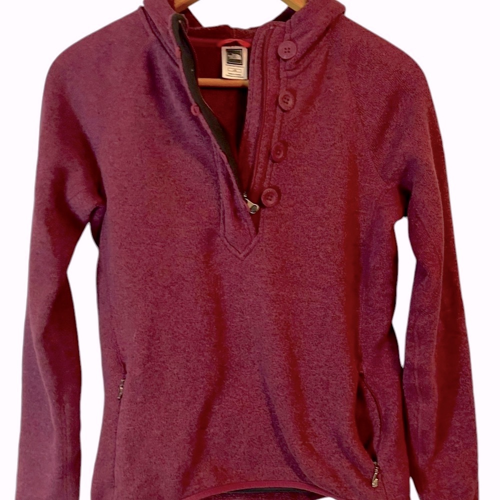 The North Face Women’s Hooded Sweater Jacket Maroon Size Large‎
